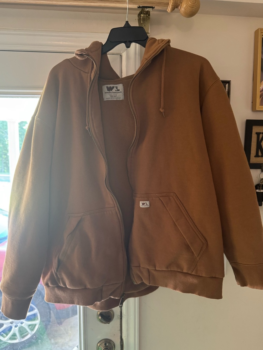Big and Tall Wells Lamont Brown Hooded Zip Jacket - Men's Workwear Sweatshirt